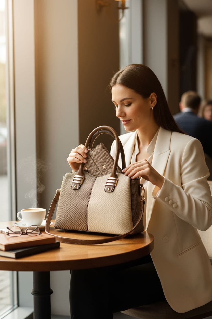 Mini Bolso Chocolate Beige